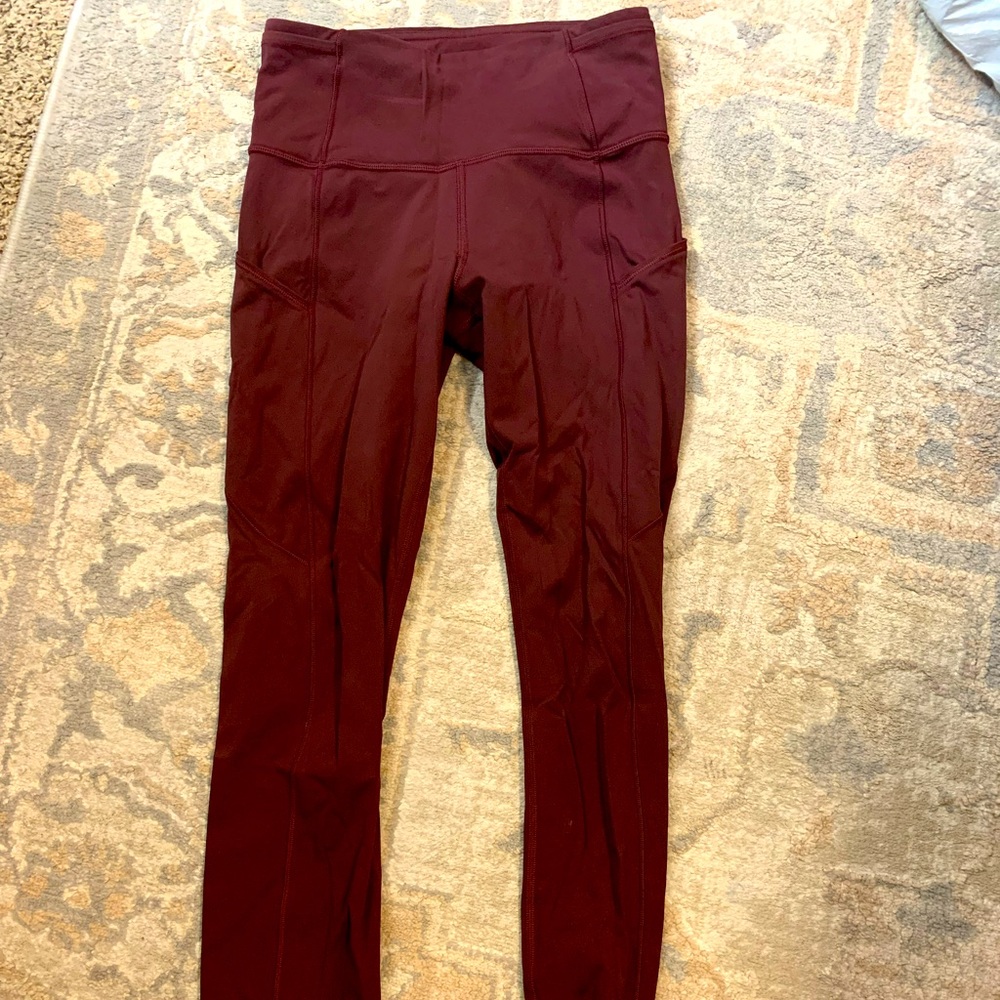 Maroon Lululemon leggings size 4 worn once